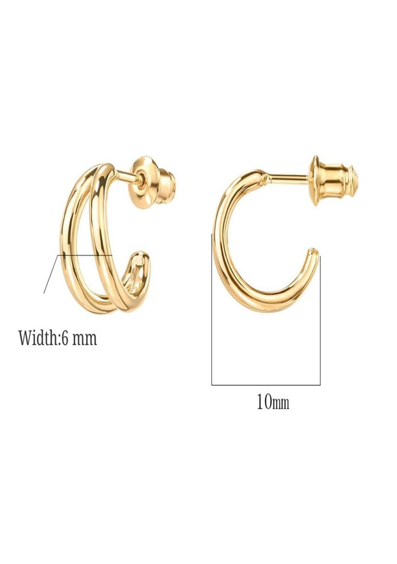 Gold Push Back Copper Earrings For Women - Indya