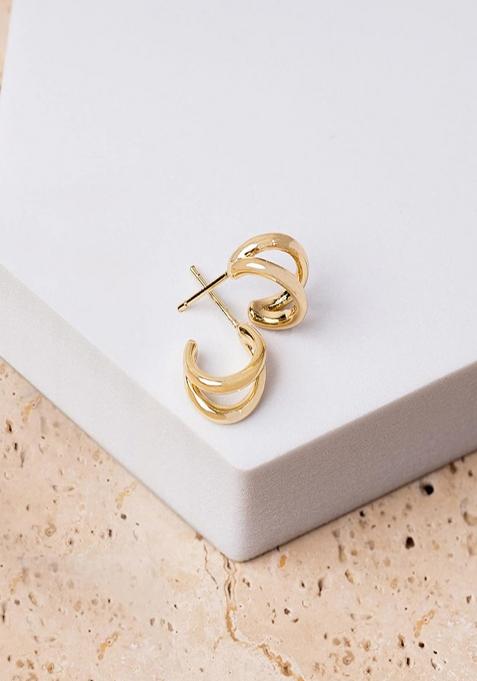 Gold Push Back Copper Earrings For Women