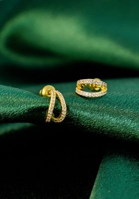 Gold Push Back Copper Earrings For Women