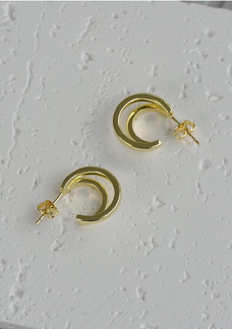 Gold Push Back Copper Earrings For Women - Indya