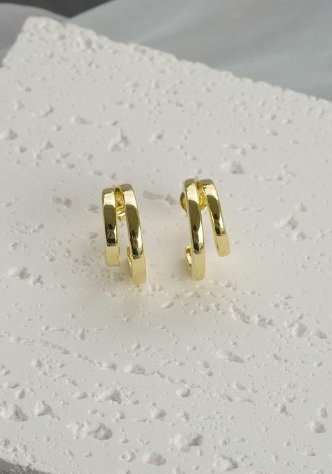 Gold Push Back Copper Earrings For Women