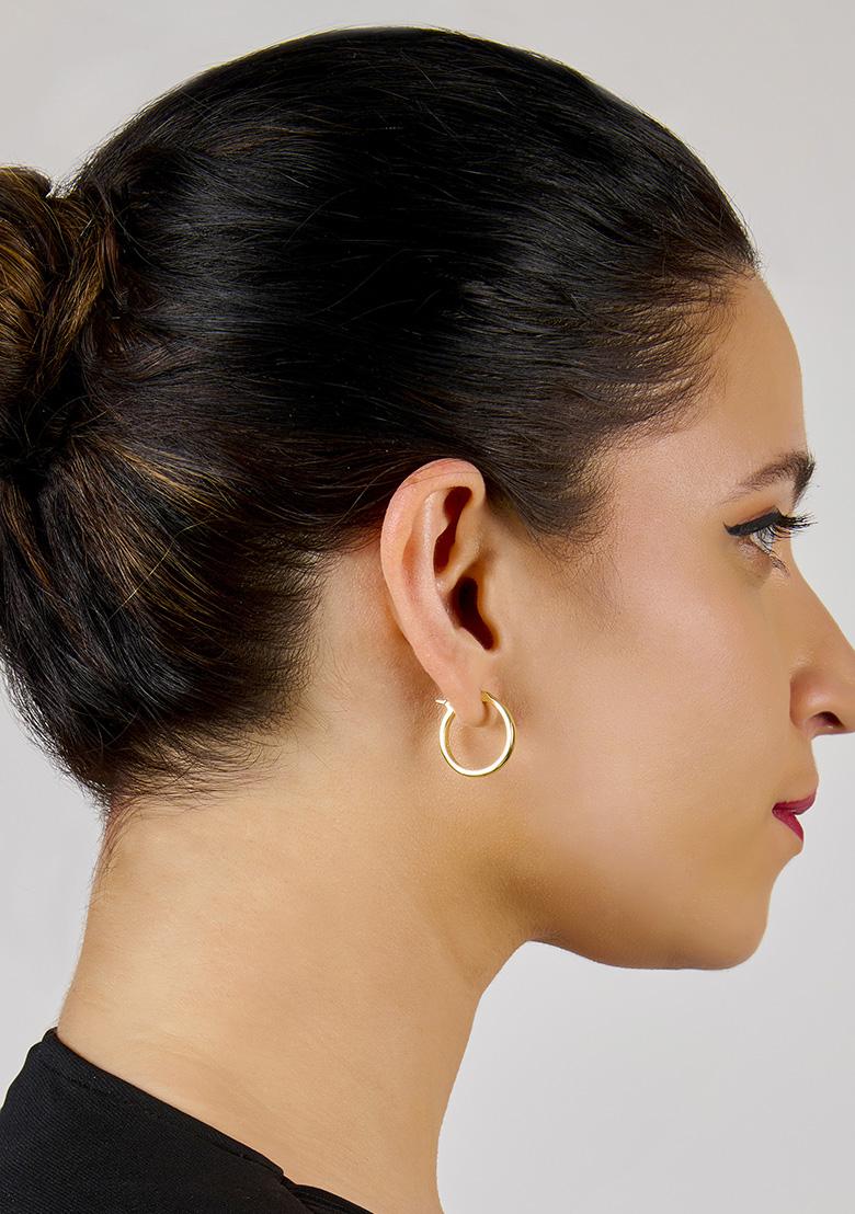 Gold Latch Back Copper Earrings For Women - Indya