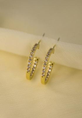 Gold Latch Back Copper Earrings For Women