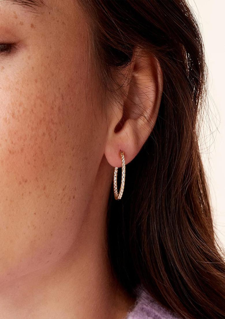 Gold Latch Back Copper Earrings For Women - Indya