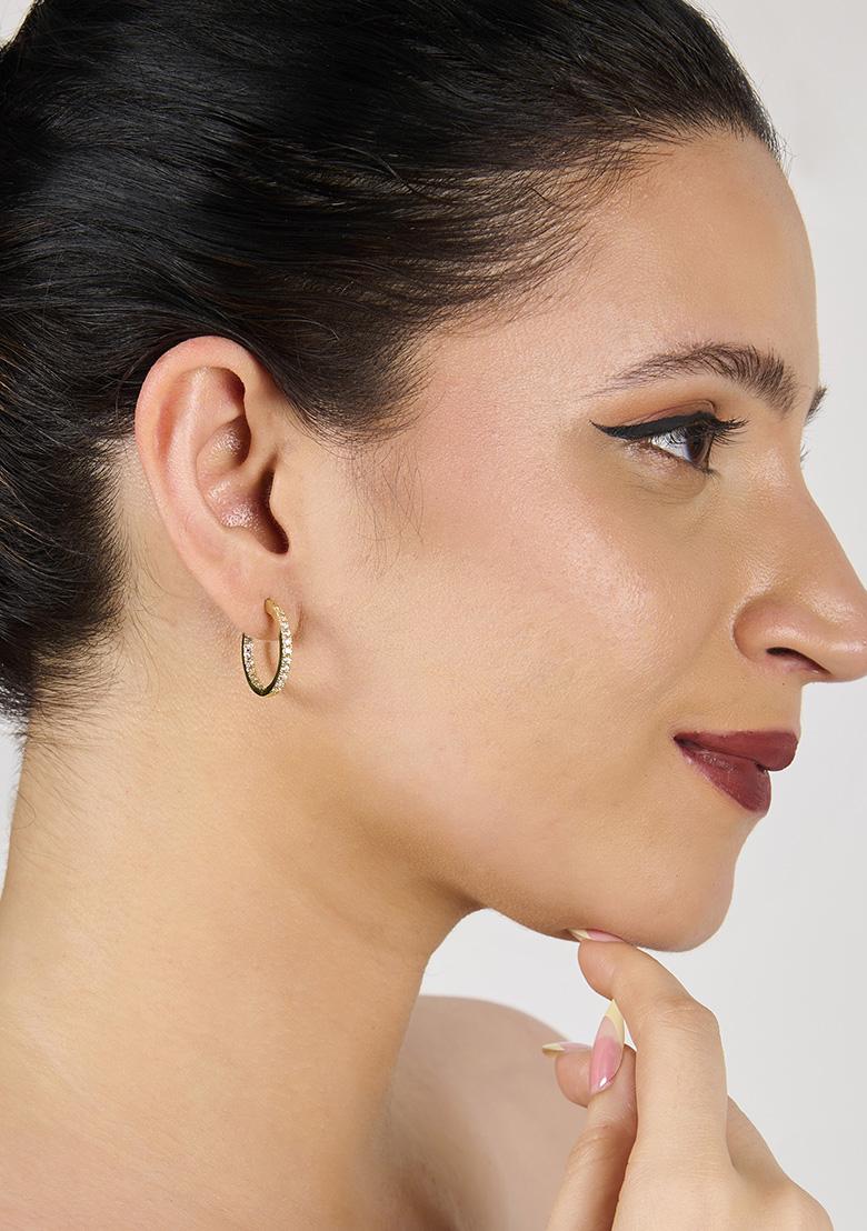 Gold Latch Back Copper Earrings For Women - Indya