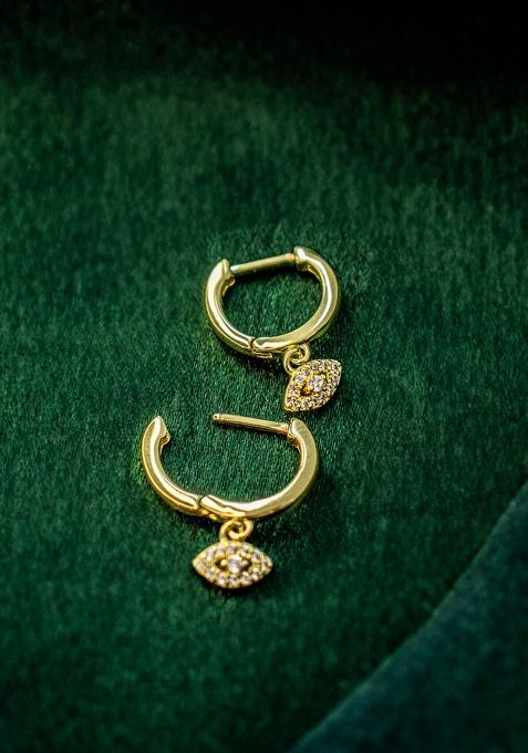 Gold Hinged Copper Earrings For Women