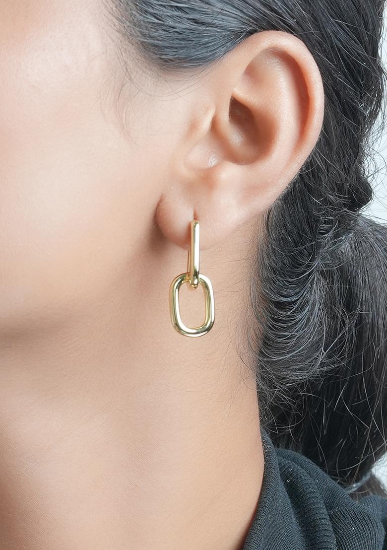 Gold Hinged Copper Earrings For Women - Indya