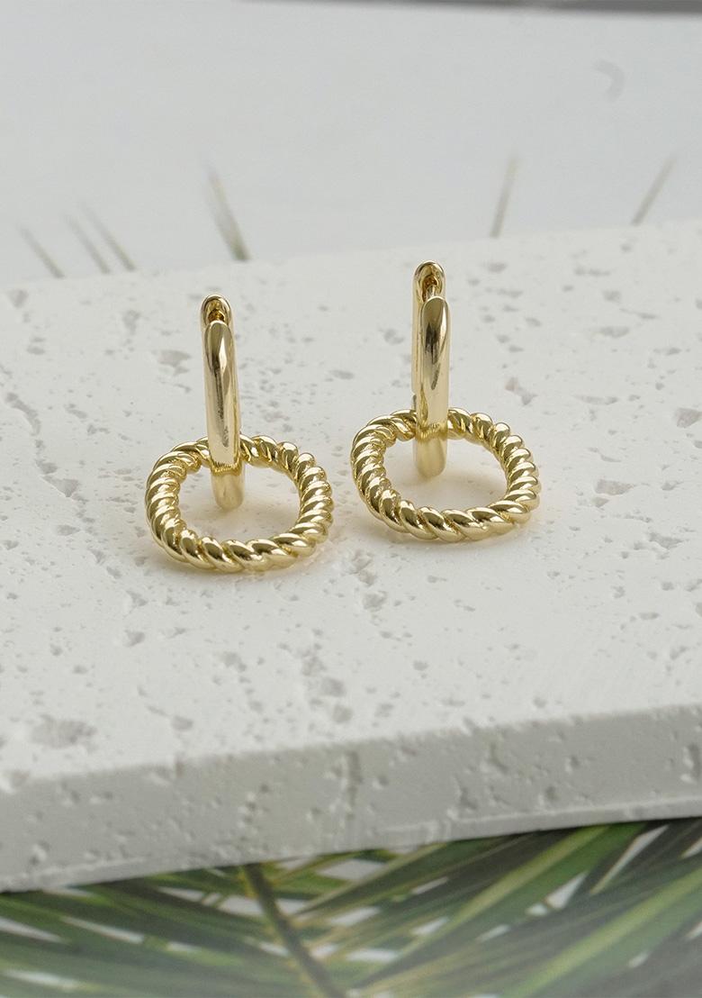 Gold Hinged Copper Earrings For Women - Indya