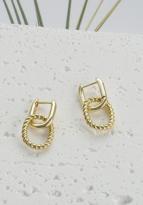 Gold Hinged Copper Earrings For Women