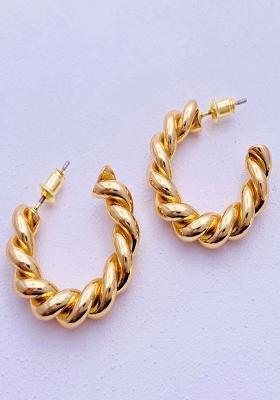 Gold Push Back Copper Earrings For Women