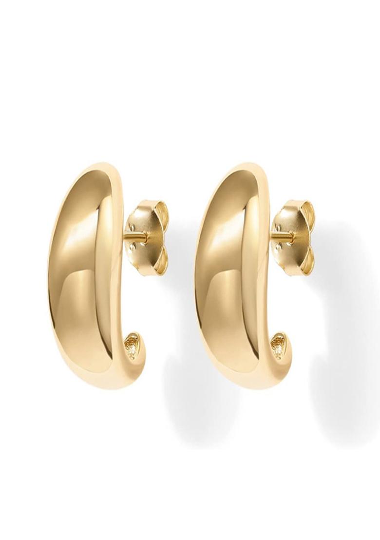 Gold Push Back Copper Earrings For Women - Indya