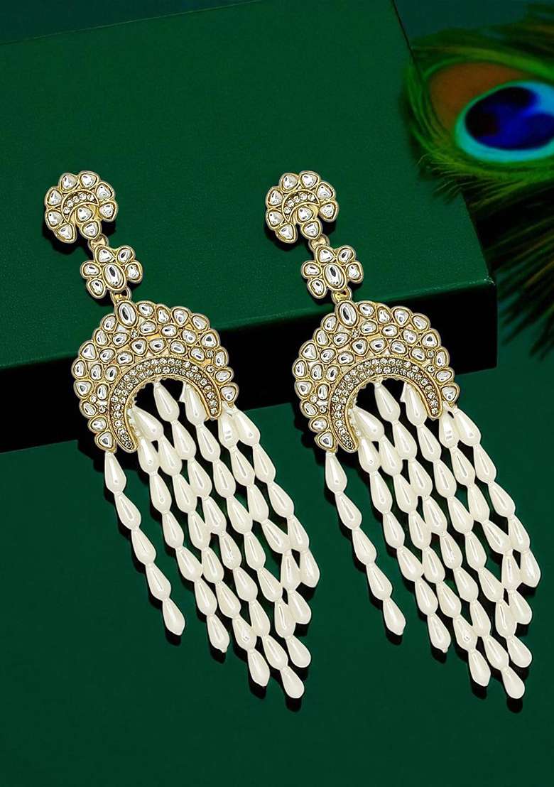 Gold Post Back Alloy Earrings - Indya