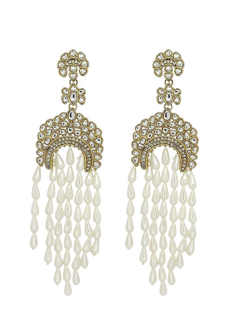 Gold Post Back Alloy Earrings - Indya