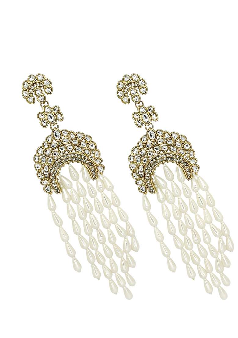 Gold Post Back Alloy Earrings - Indya