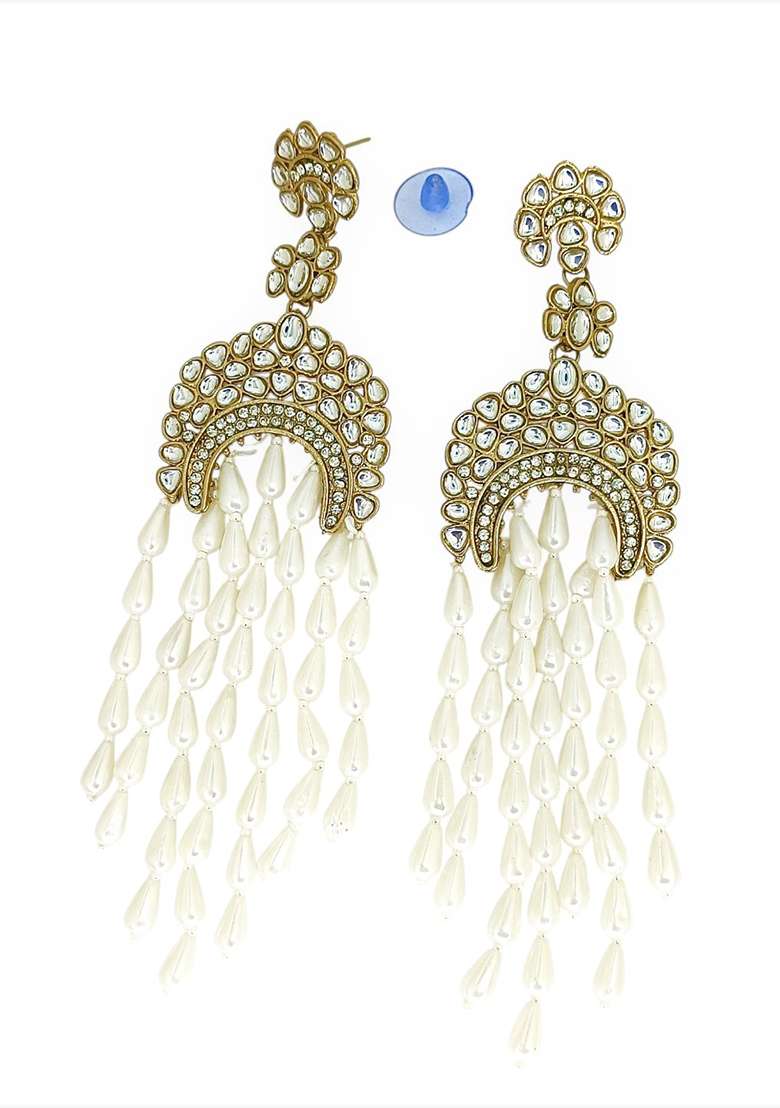 Gold Post Back Alloy Earrings - Indya