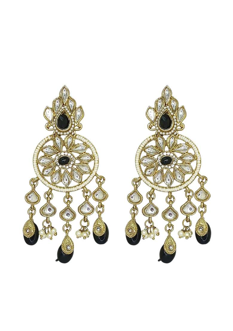 Gold Post Back Alloy Earrings - Indya