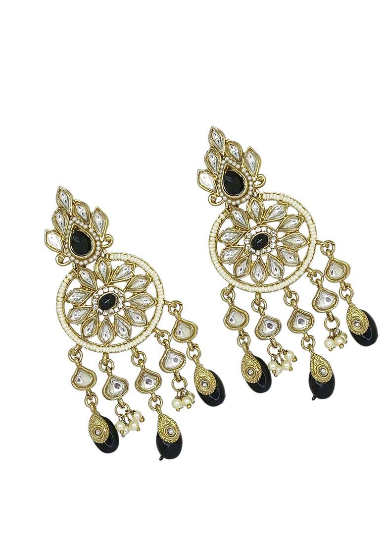 Gold Post Back Alloy Earrings - Indya