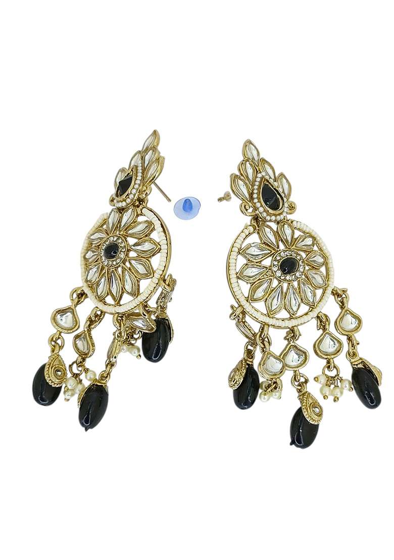 Gold Post Back Alloy Earrings - Indya