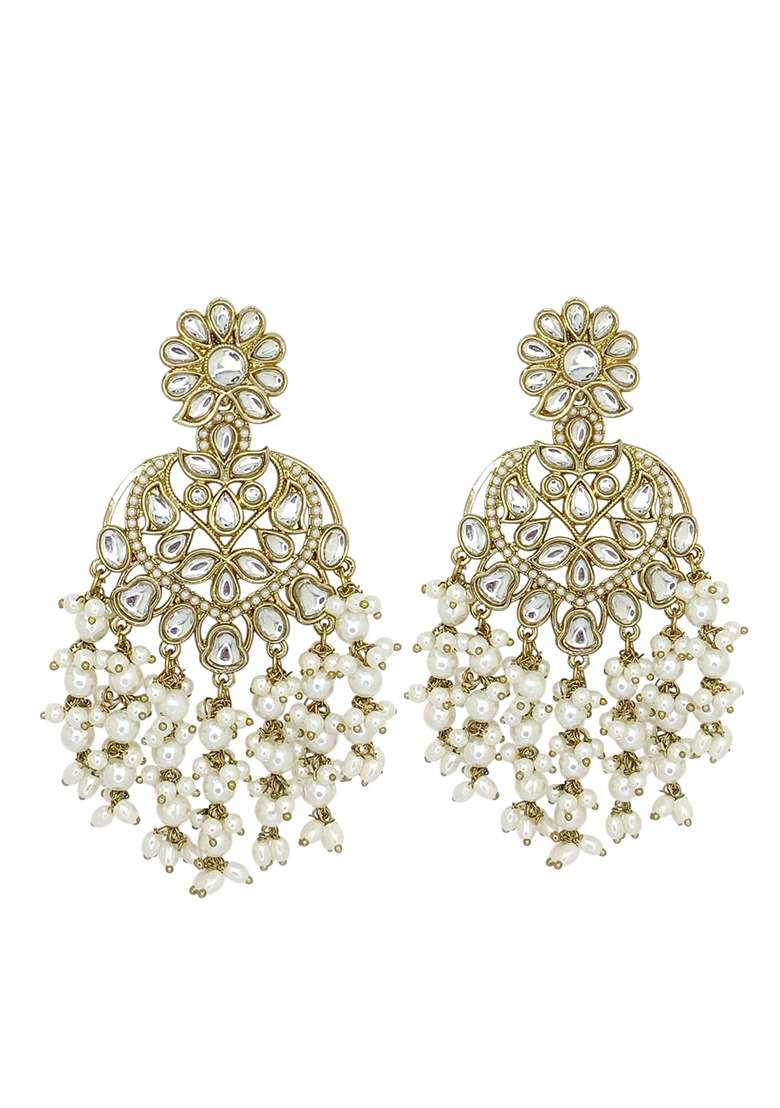 Gold Post Back Alloy Earrings - Indya