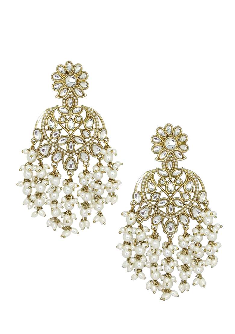 Gold Post Back Alloy Earrings - Indya