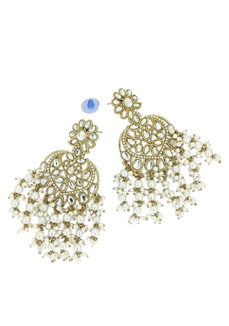 Gold Post Back Alloy Earrings - Indya