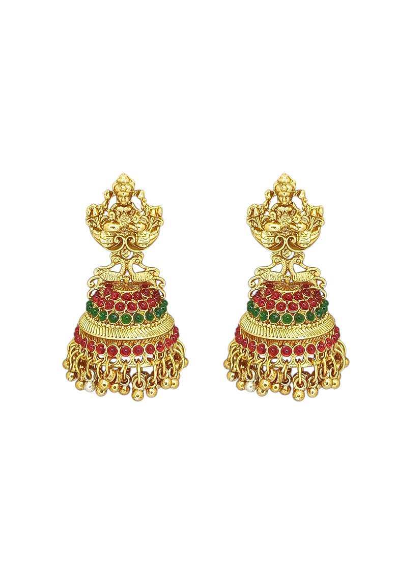 Gold Post Back Alloy Earrings - Indya