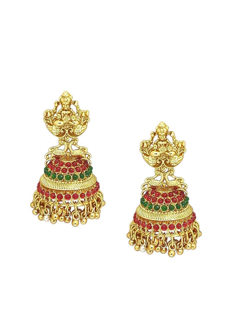 Gold Post Back Alloy Earrings - Indya