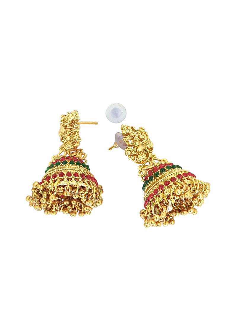 Gold Post Back Alloy Earrings - Indya