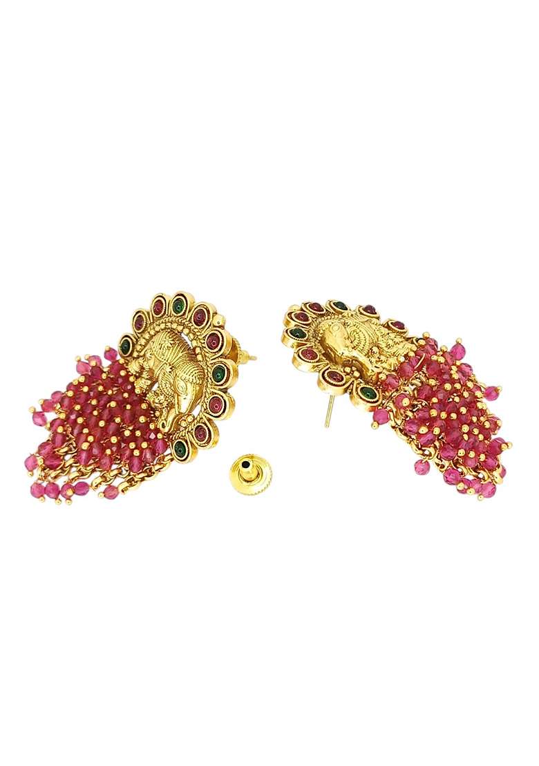 Gold Post Back Alloy Earrings - Indya