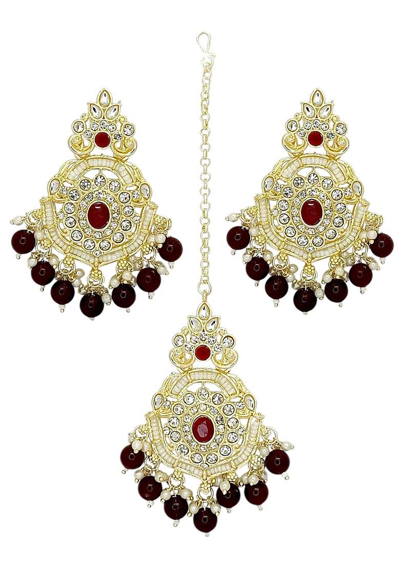 Gold Post Back Alloy Earrings - Indya