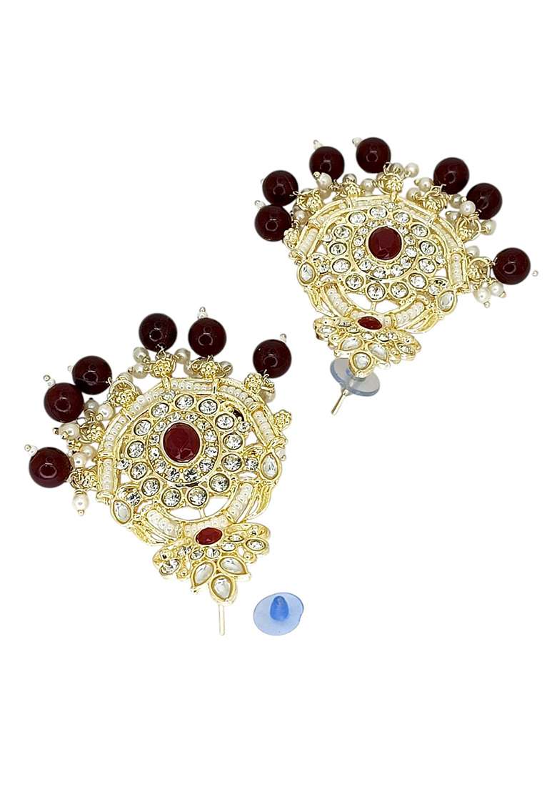Gold Post Back Alloy Earrings - Indya