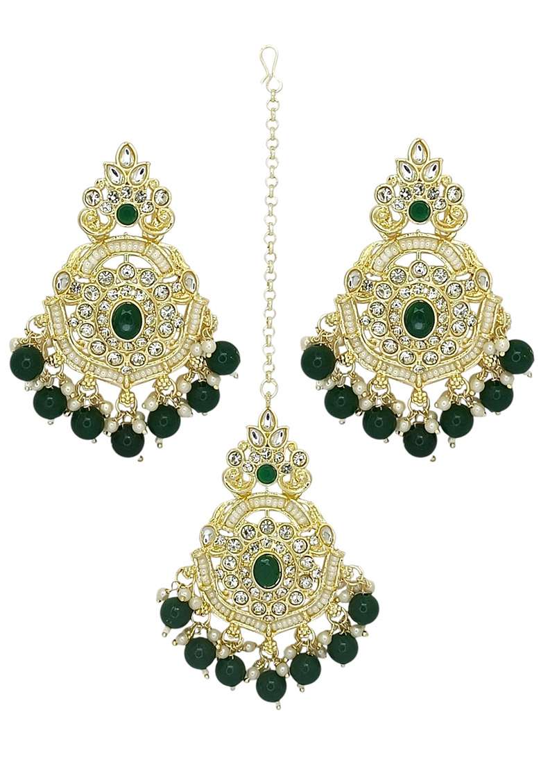 Gold Post Back Alloy Earrings - Indya