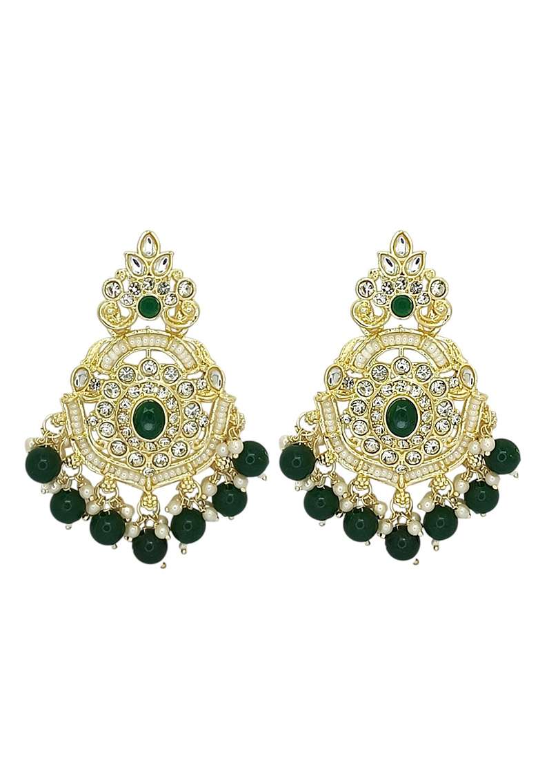 Gold Post Back Alloy Earrings - Indya