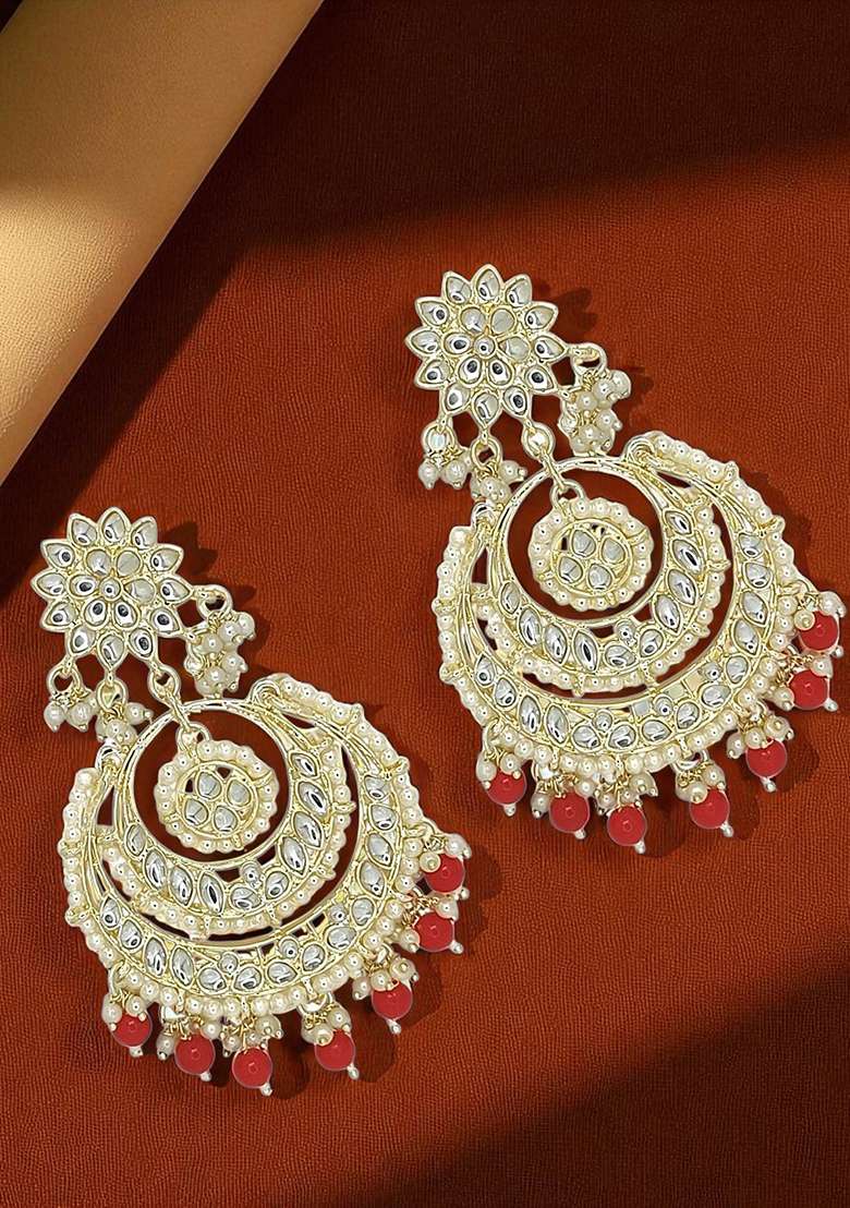 Gold Post Back Alloy Earrings - Indya