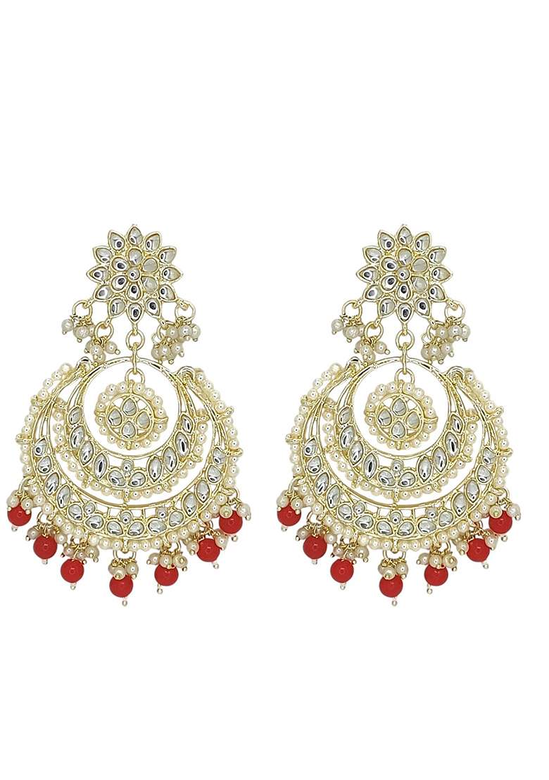 Gold Post Back Alloy Earrings - Indya