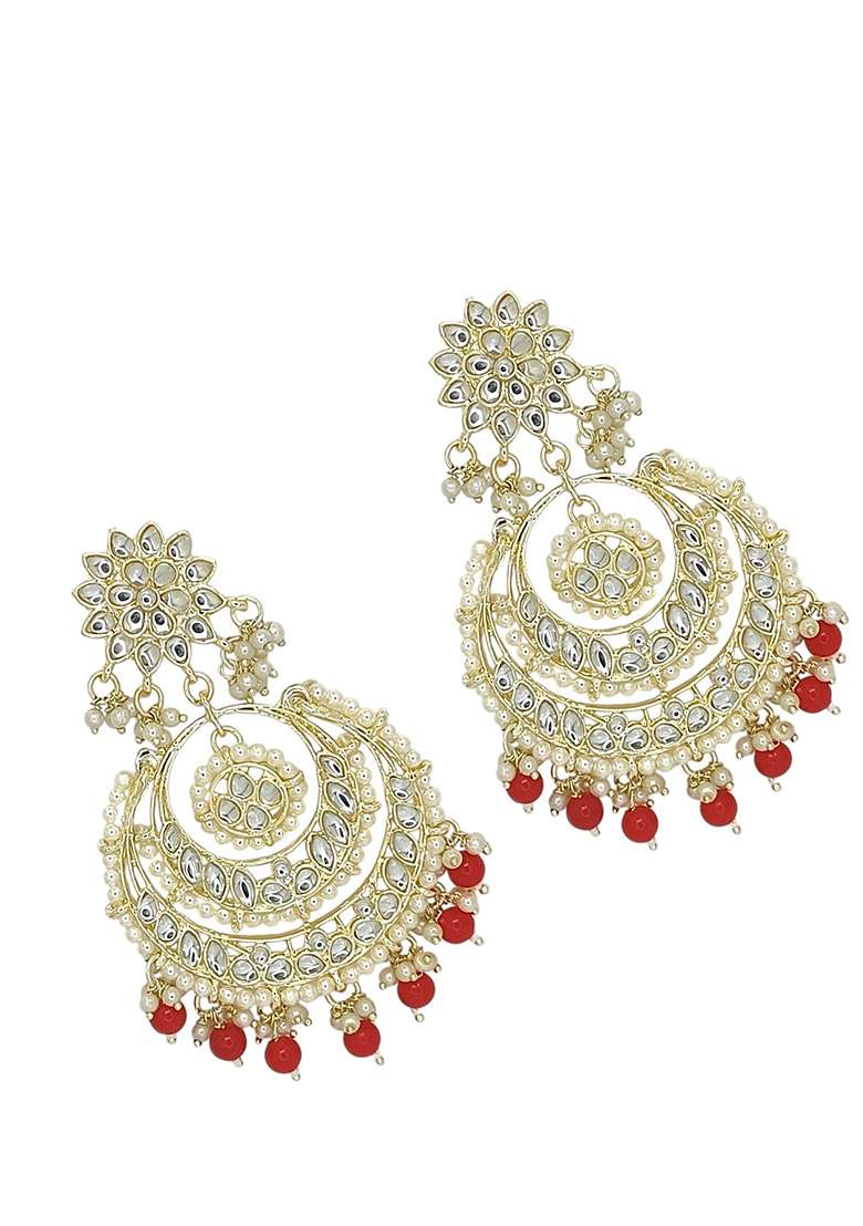 Gold Post Back Alloy Earrings - Indya