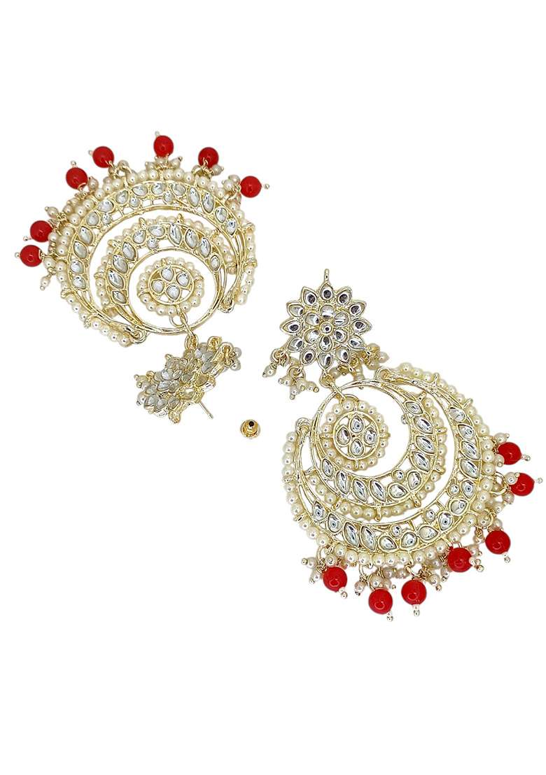 Gold Post Back Alloy Earrings - Indya
