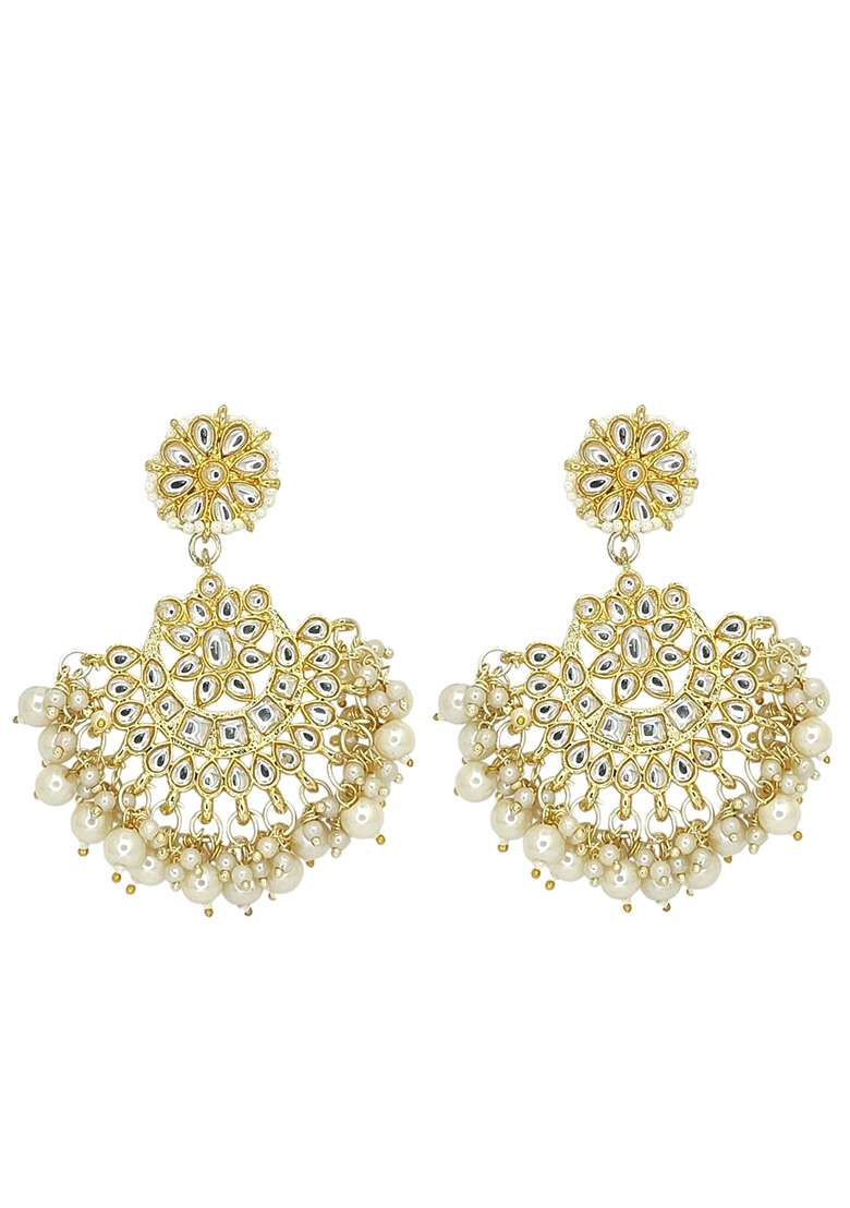 Gold Post Back Alloy Earrings - Indya