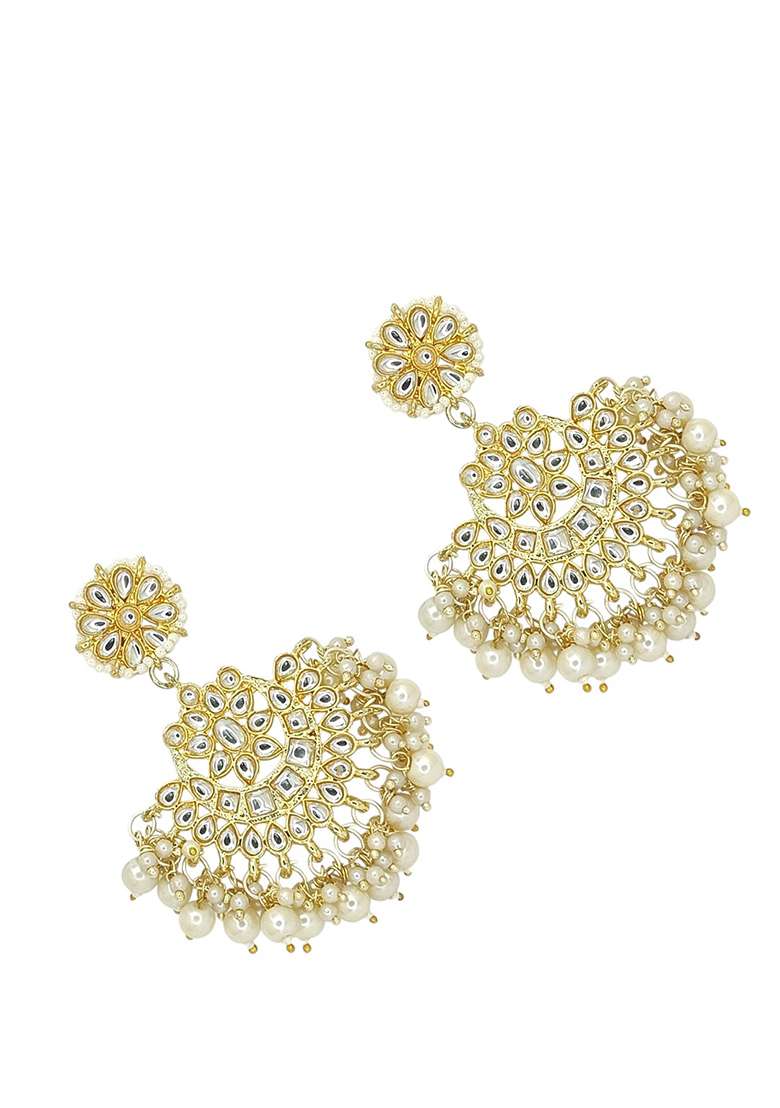 Gold Post Back Alloy Earrings - Indya