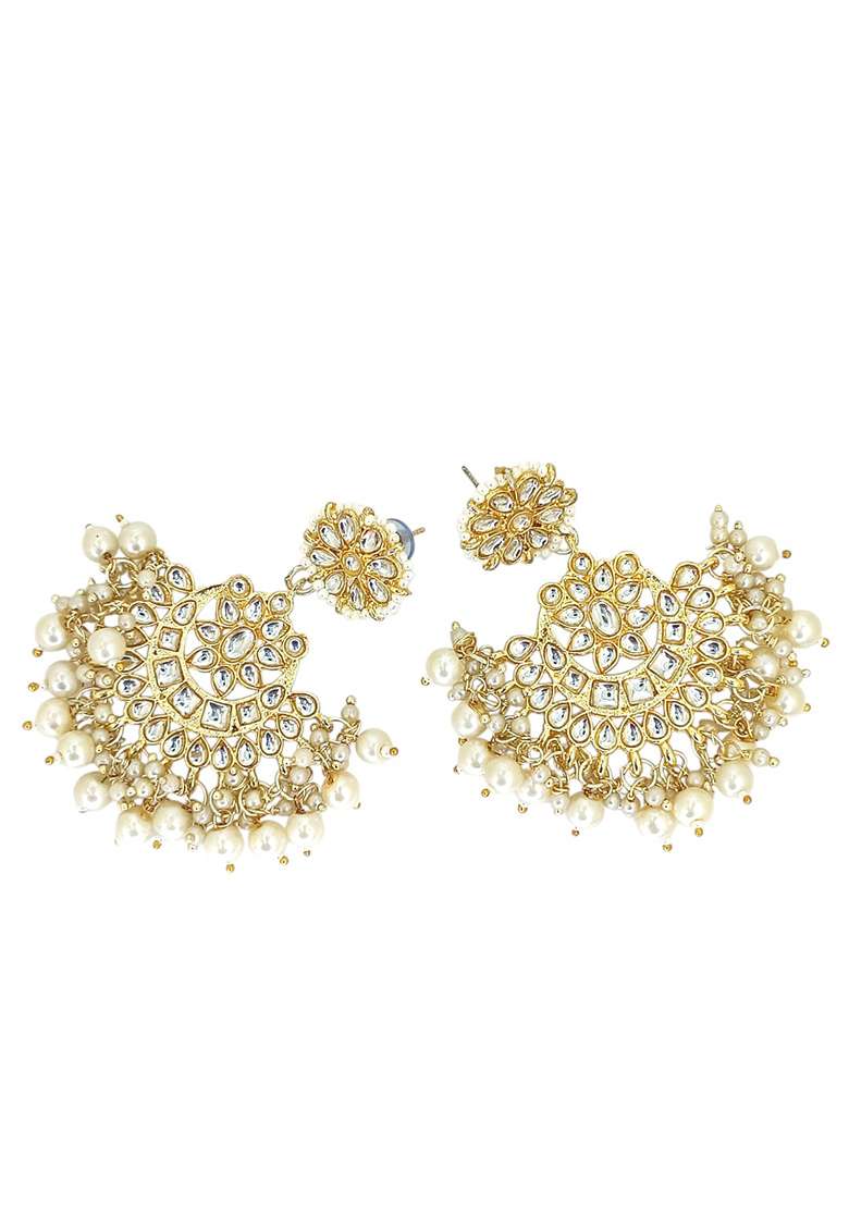 Gold Post Back Alloy Earrings - Indya