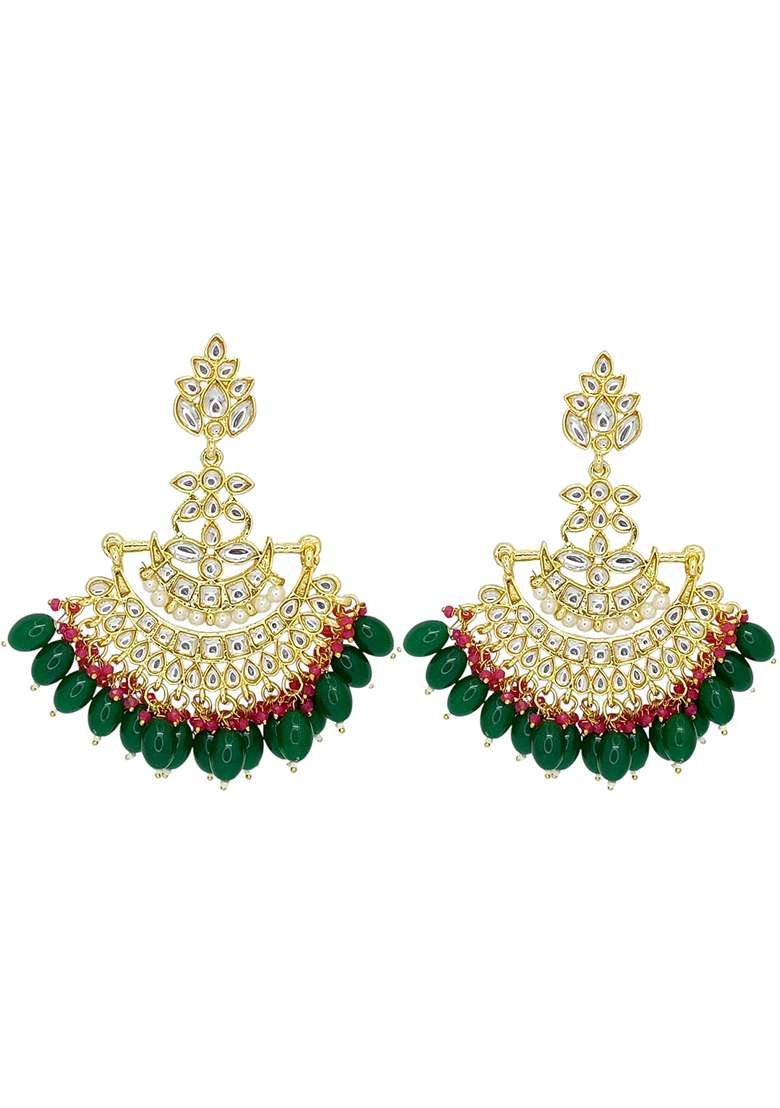 Gold Post Back Alloy Earrings - Indya