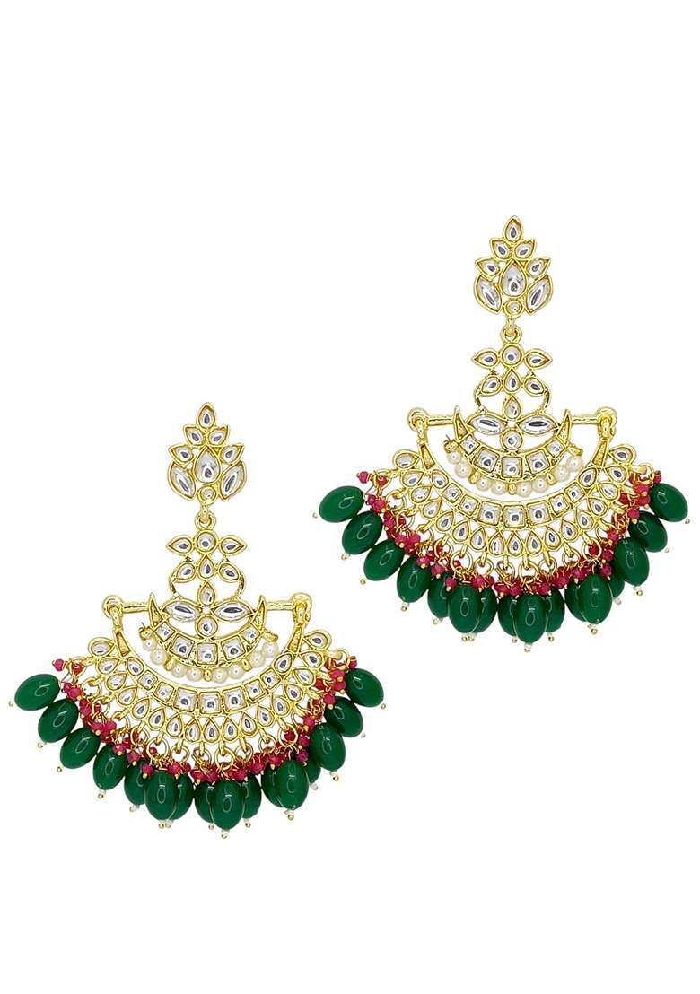 Gold Post Back Alloy Earrings - Indya