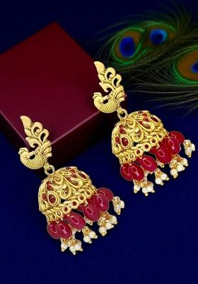 Gold Post Back Alloy Earrings