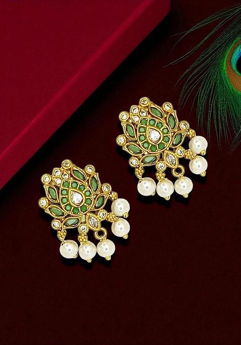 Gold Post Back Alloy Earrings