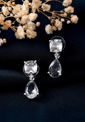 Silver Plated Stone Studded Studs Earrings