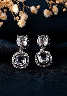Silver Plated Stone Geometrical Shaped Earrings