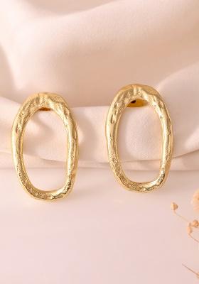 Gold Plated Anti Tarnished Oval Shaped Studs Earrings