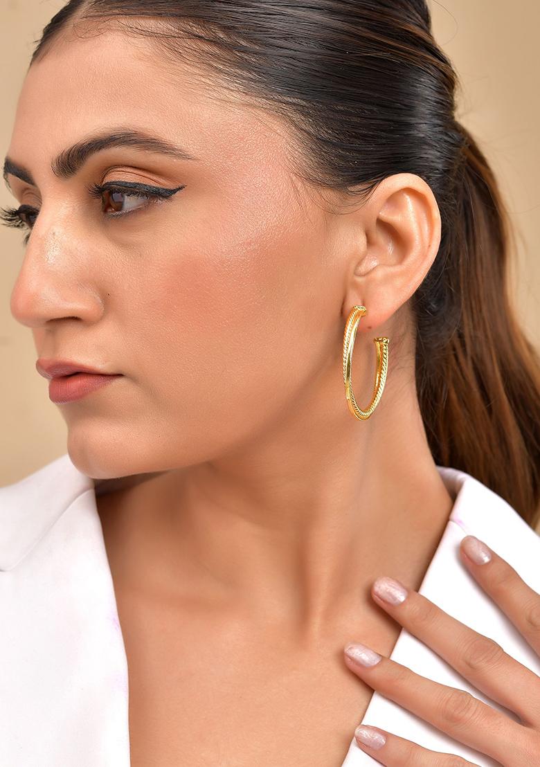 Gold Plated Anti Tarnished hoops Earrings - Indya