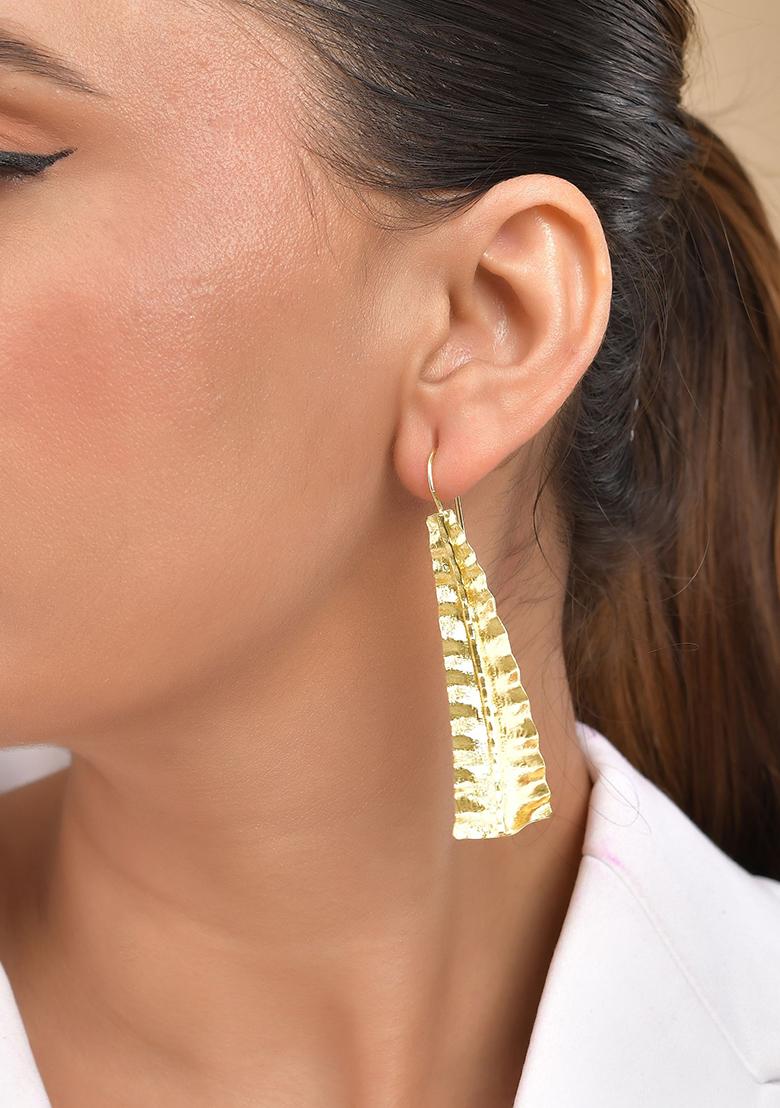 Gold Plated Anti Tarnished Elegent Designer Drop Earrings - Indya