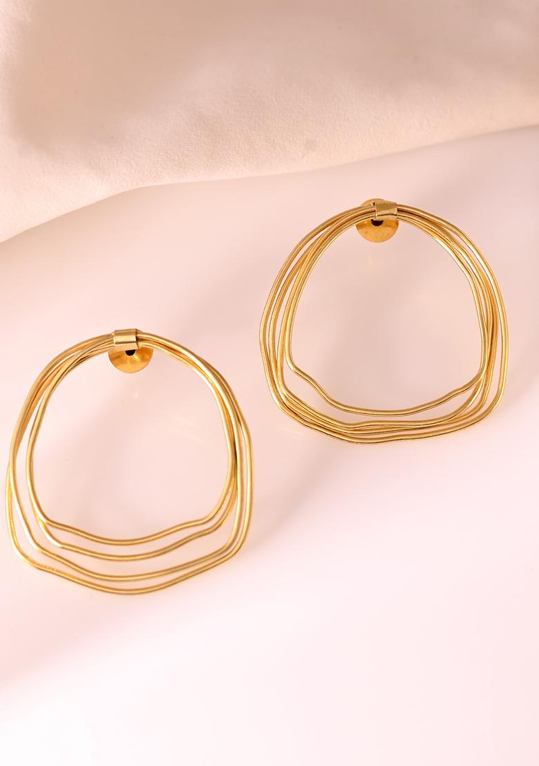 Gold Plated Anti Tarnished Multi Wired Studs Earrings  - Indya